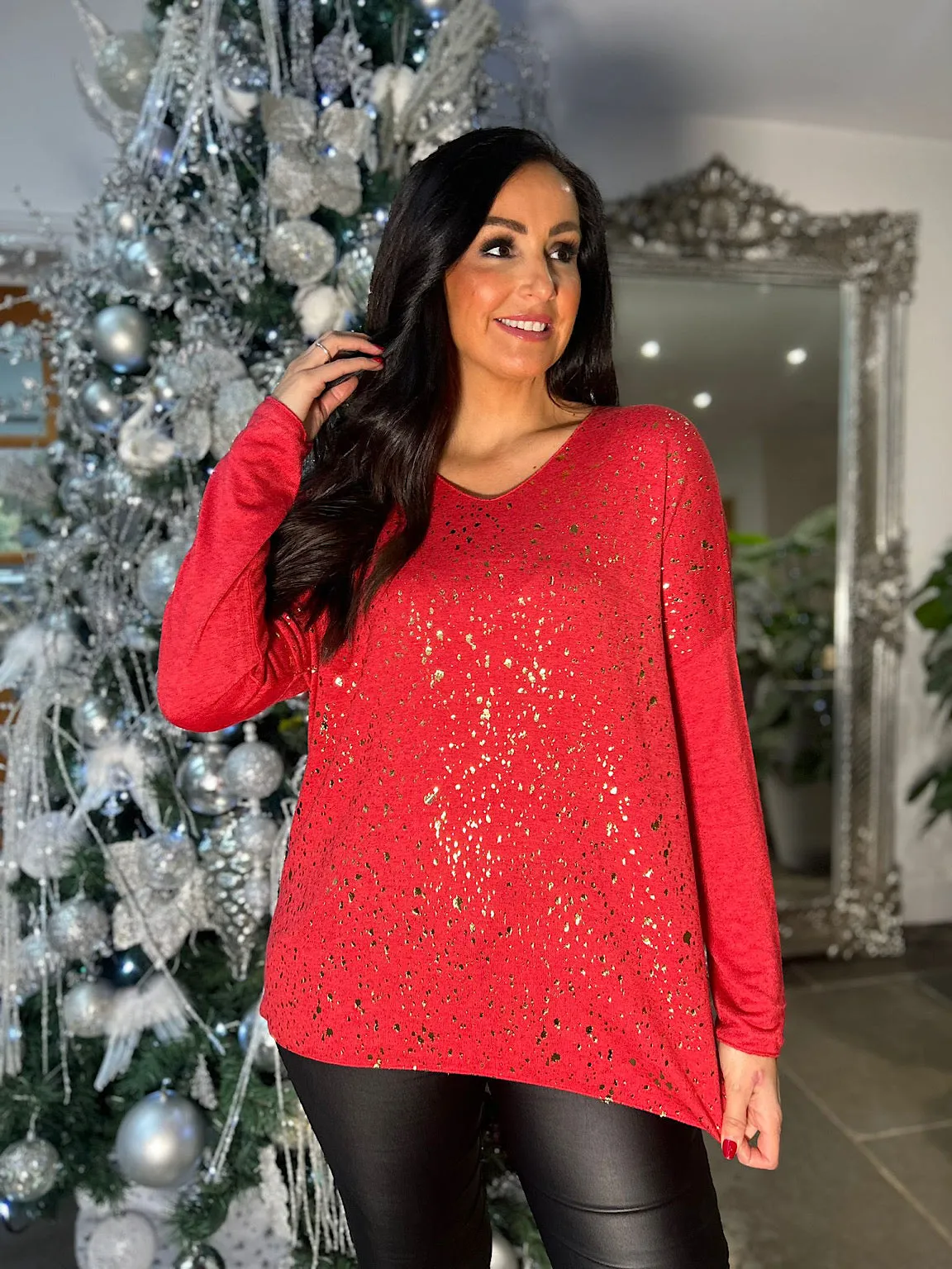 Red Metallic Speckle Top Matilda