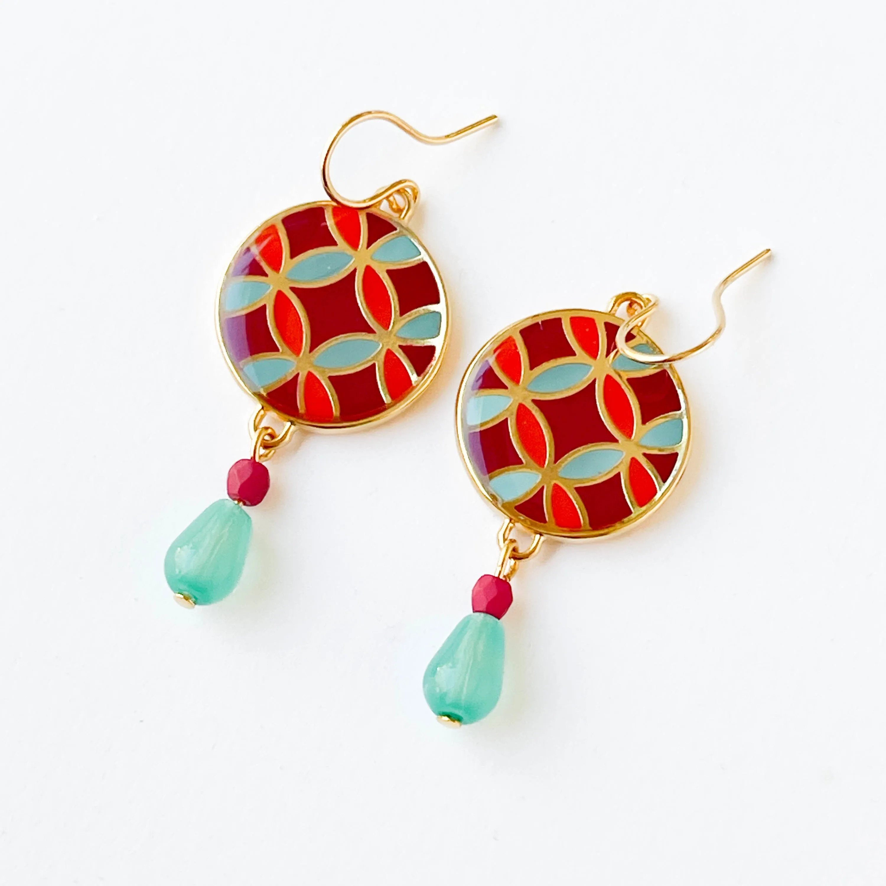 Red Mid-Century Style Earrings