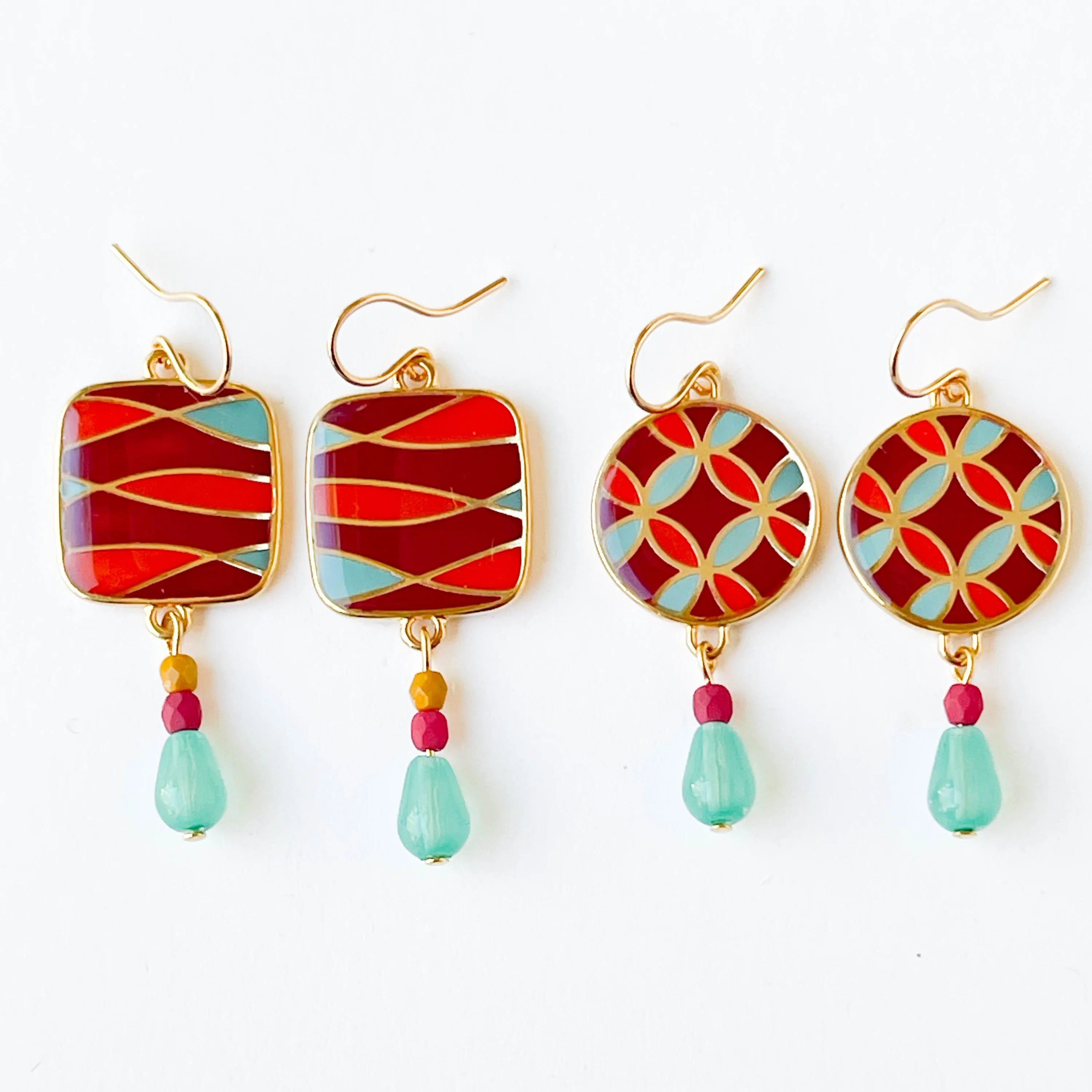 Red Mid-Century Style Earrings