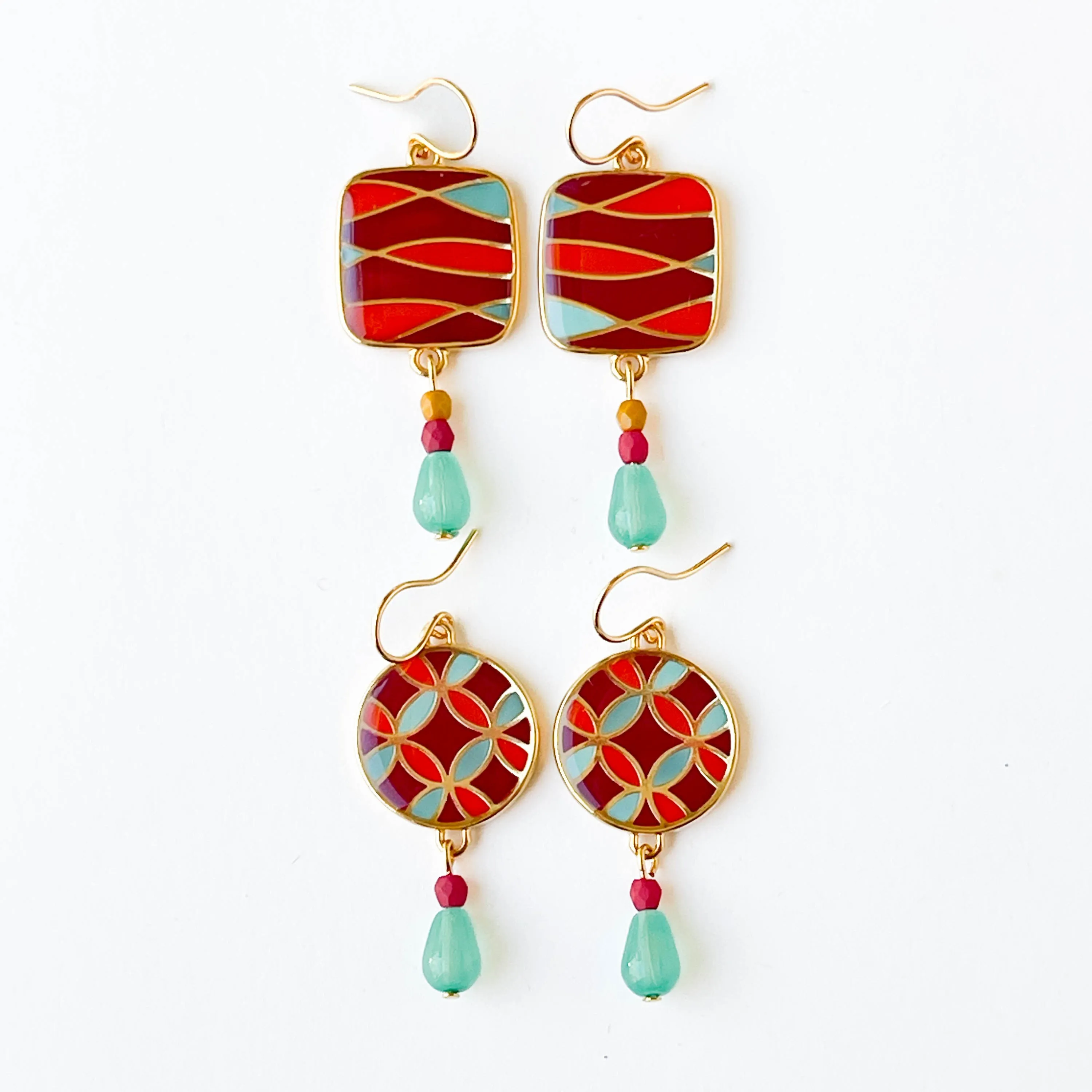 Red Mid-Century Style Earrings