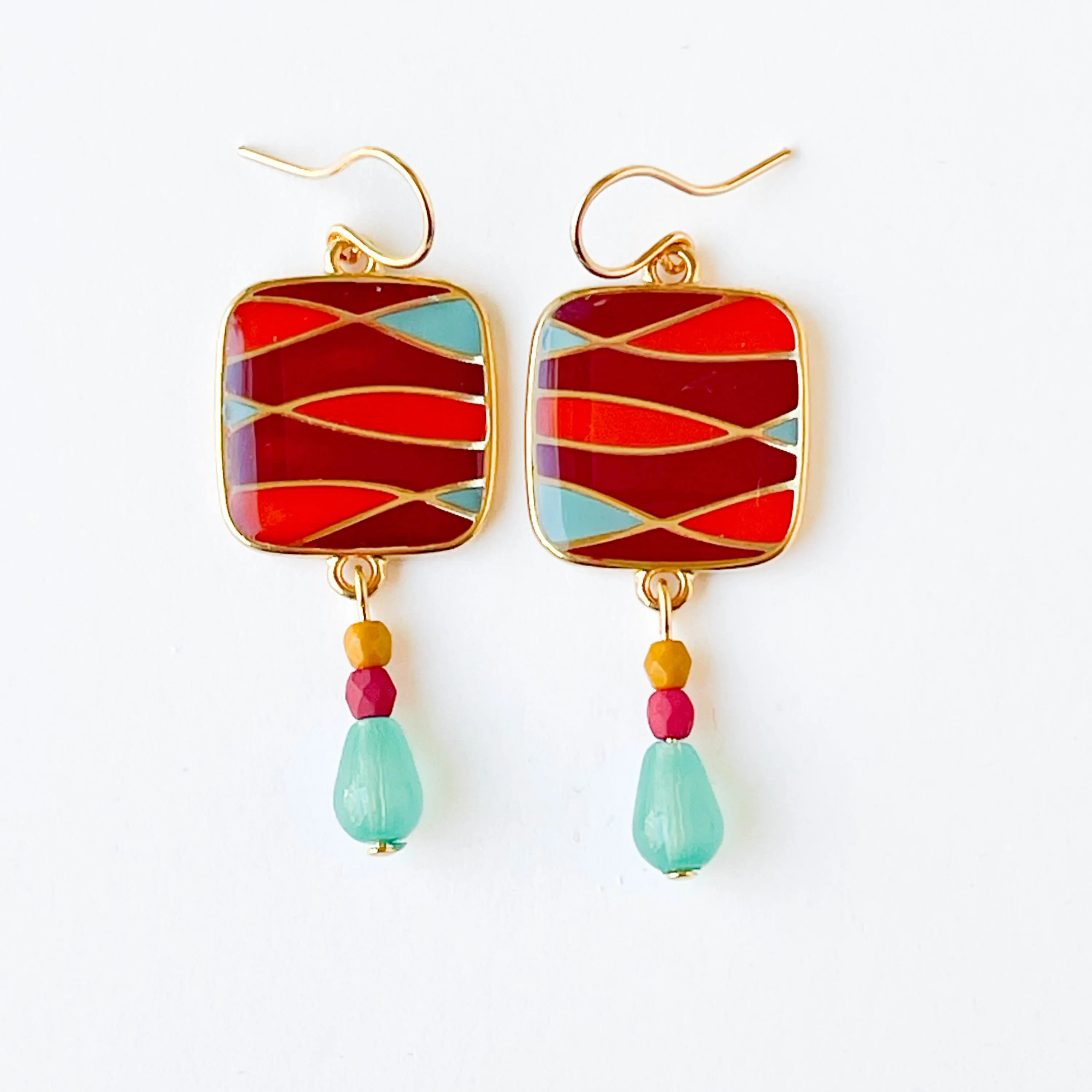 Red Mid-Century Style Earrings