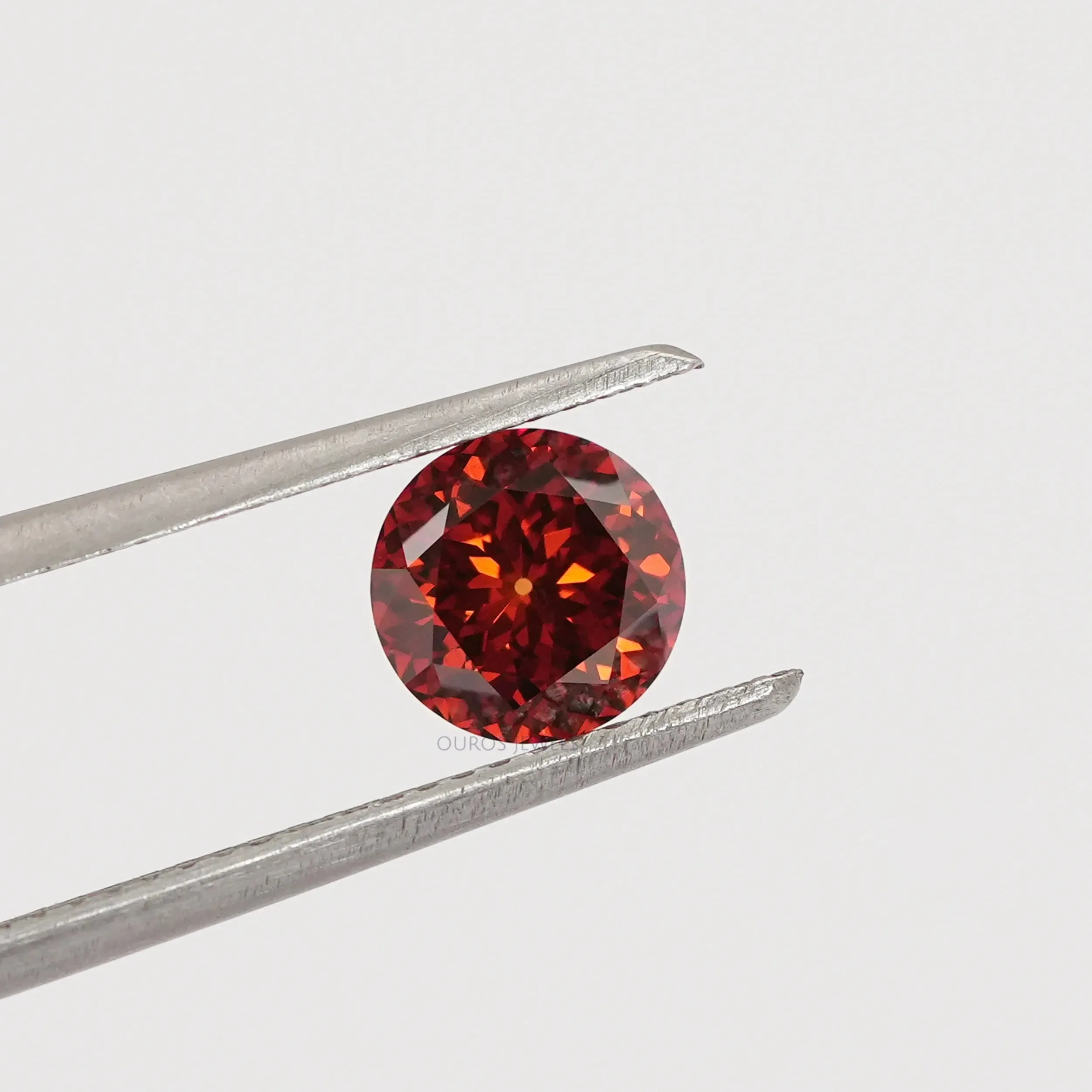 Red Portuguese Round Cut Lab Grown Diamond