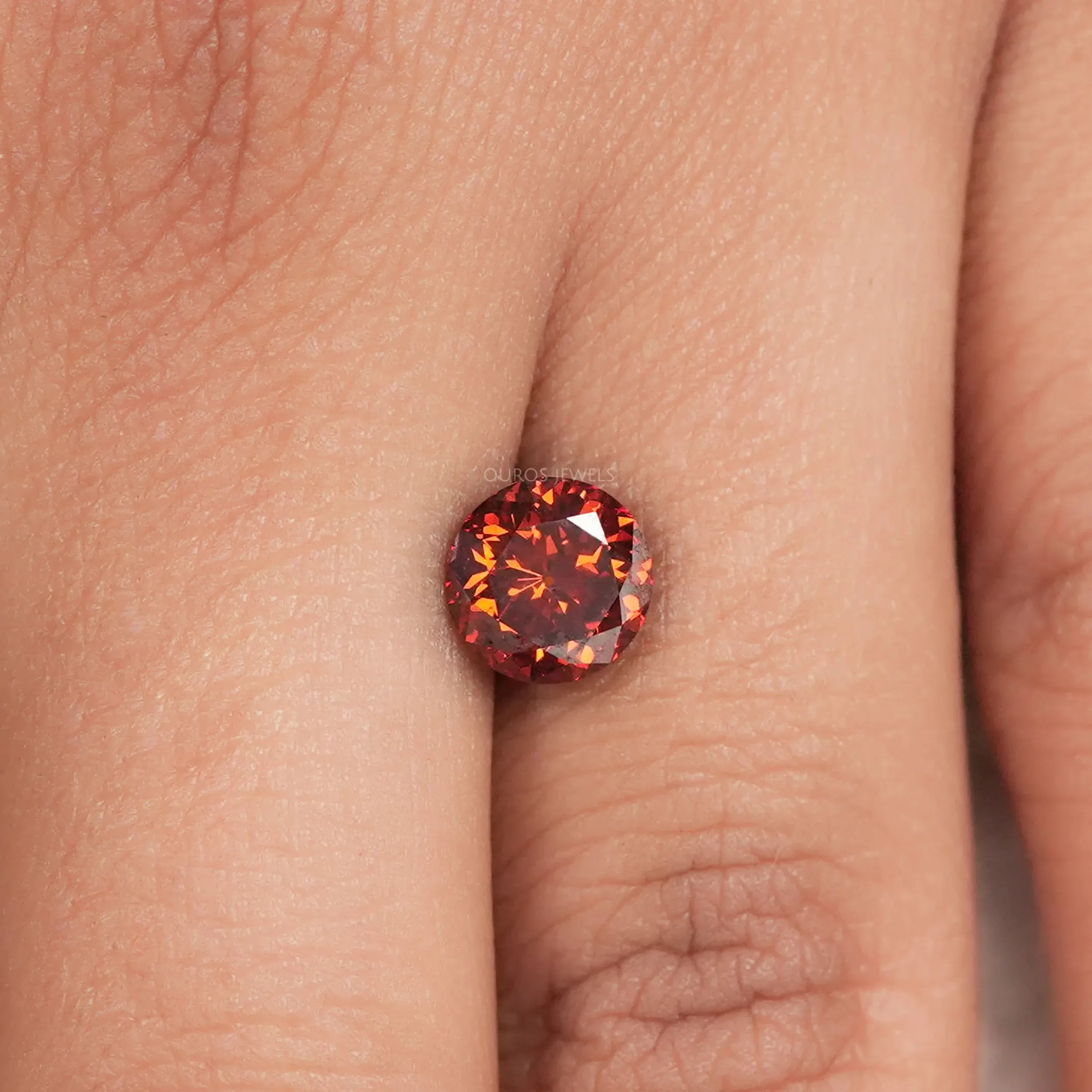 Red Portuguese Round Cut Lab Grown Diamond