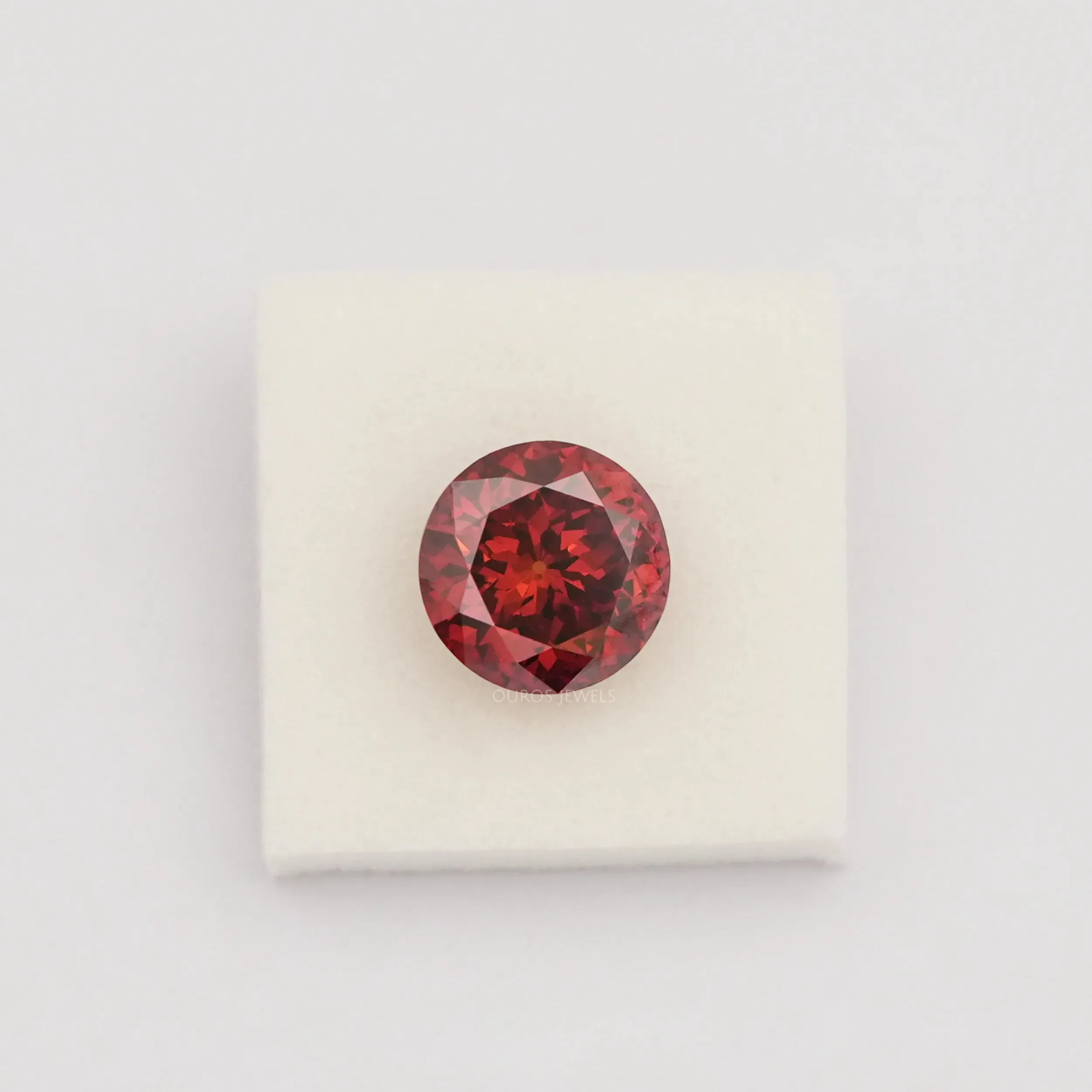 Red Portuguese Round Cut Lab Grown Diamond