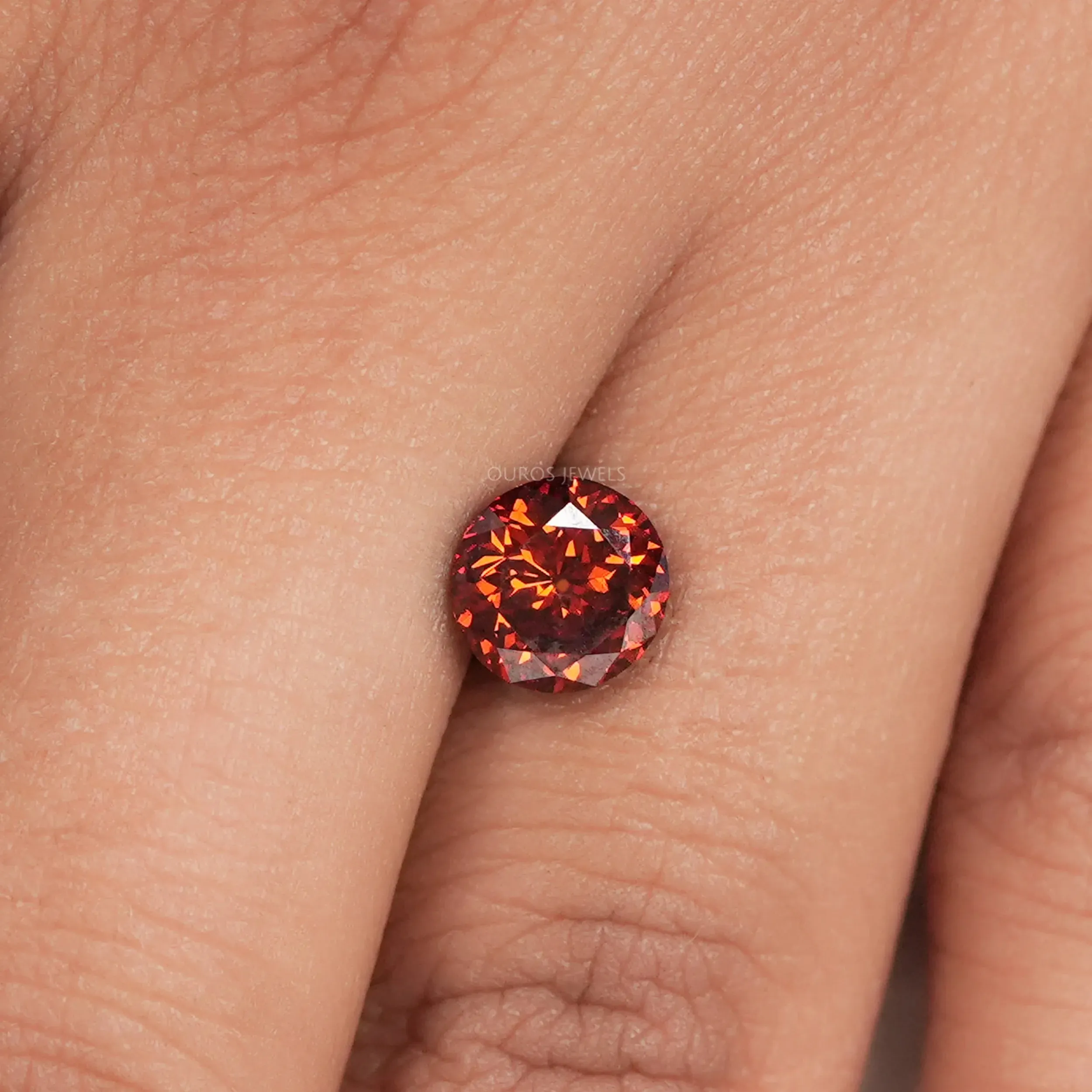 Red Portuguese Round Cut Lab Grown Diamond