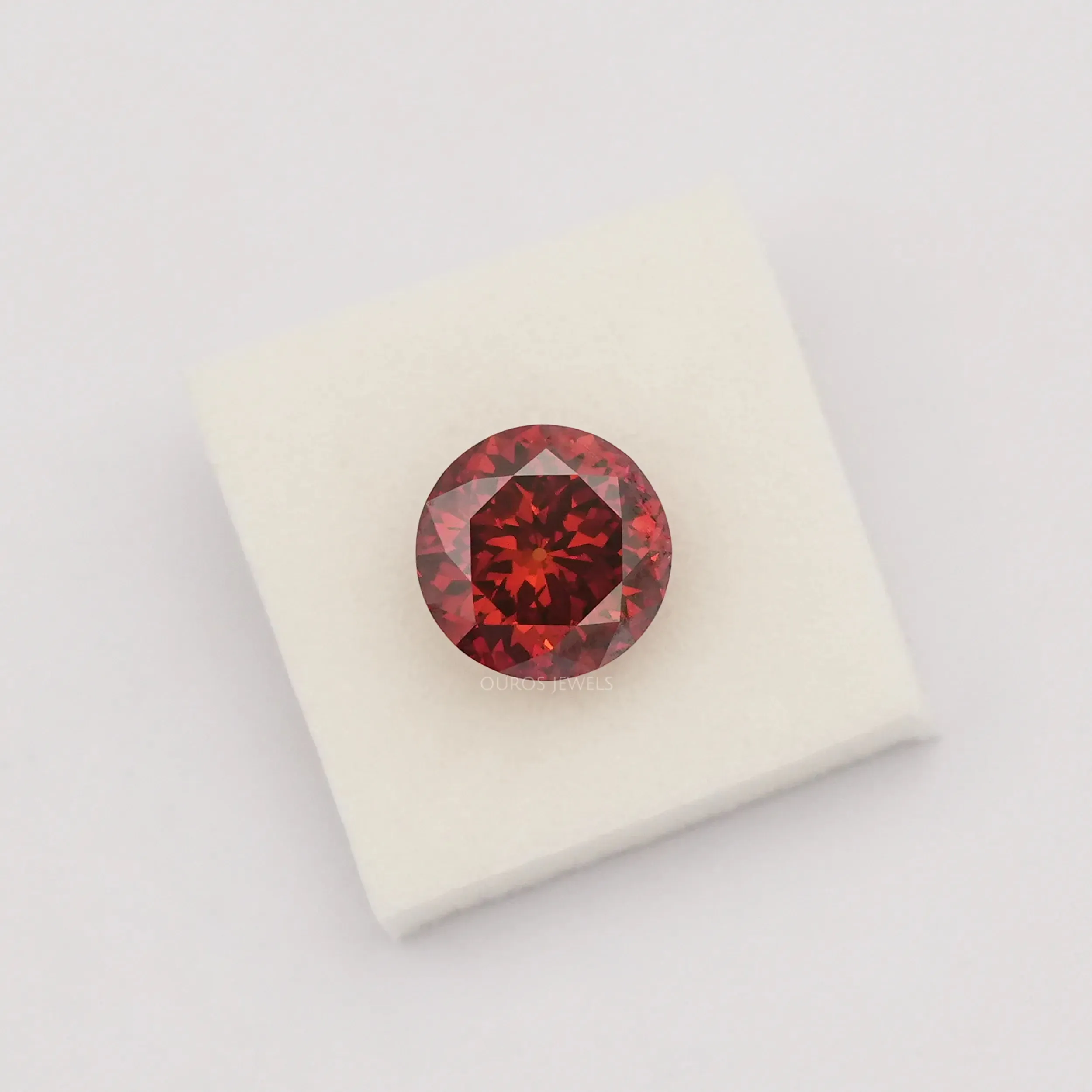 Red Portuguese Round Cut Lab Grown Diamond