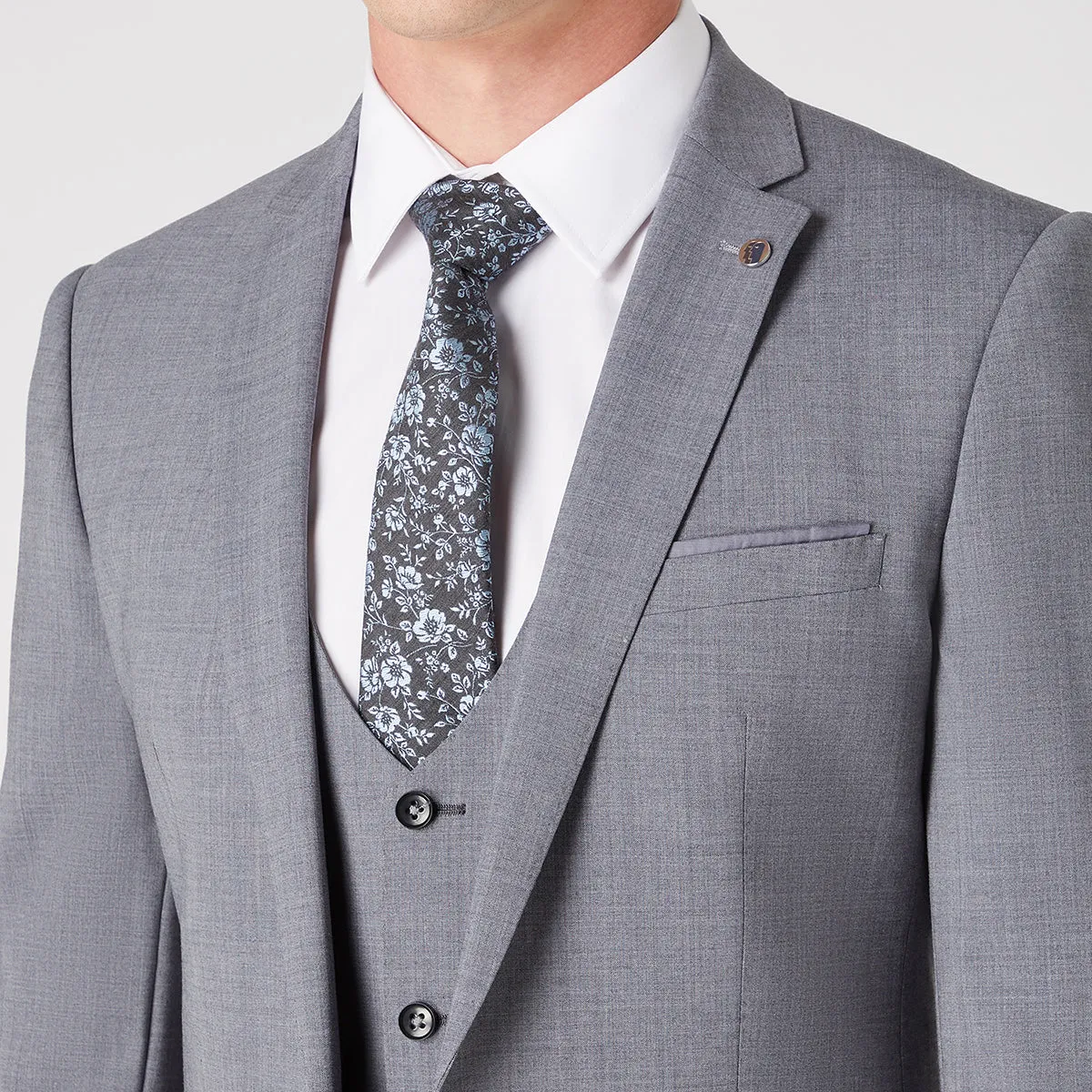 Remus - Luca Slim 3 Piece Suit in Light Grey