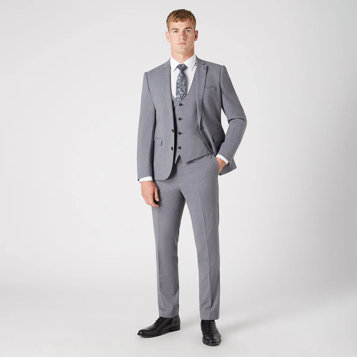 Remus - Luca Slim 3 Piece Suit in Light Grey