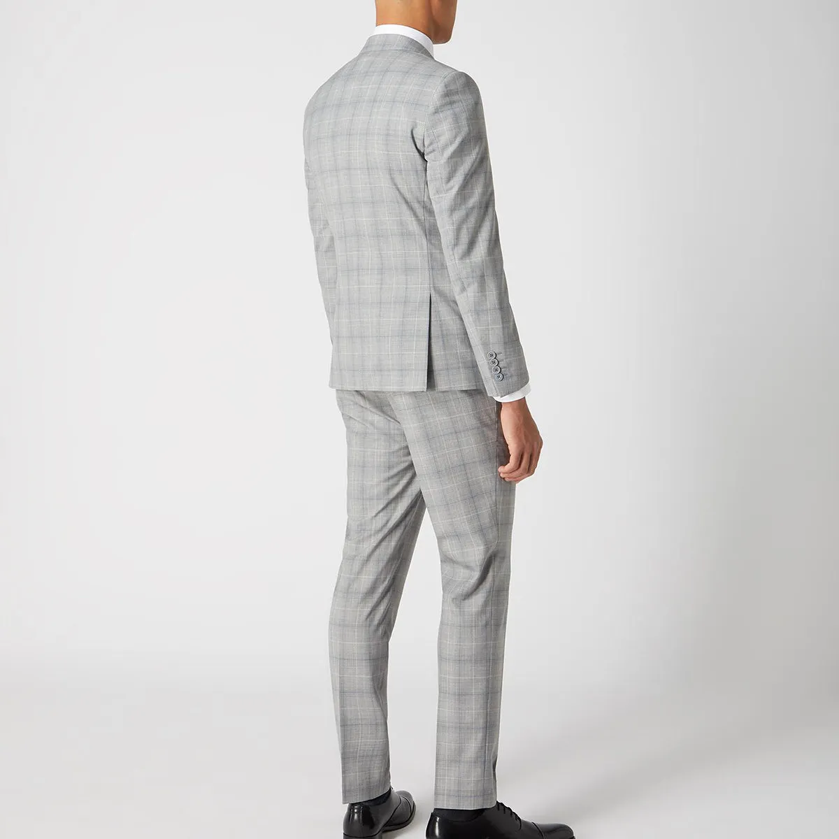 Remus - Lucian 3 Piece Check Suit in Grey/Blue