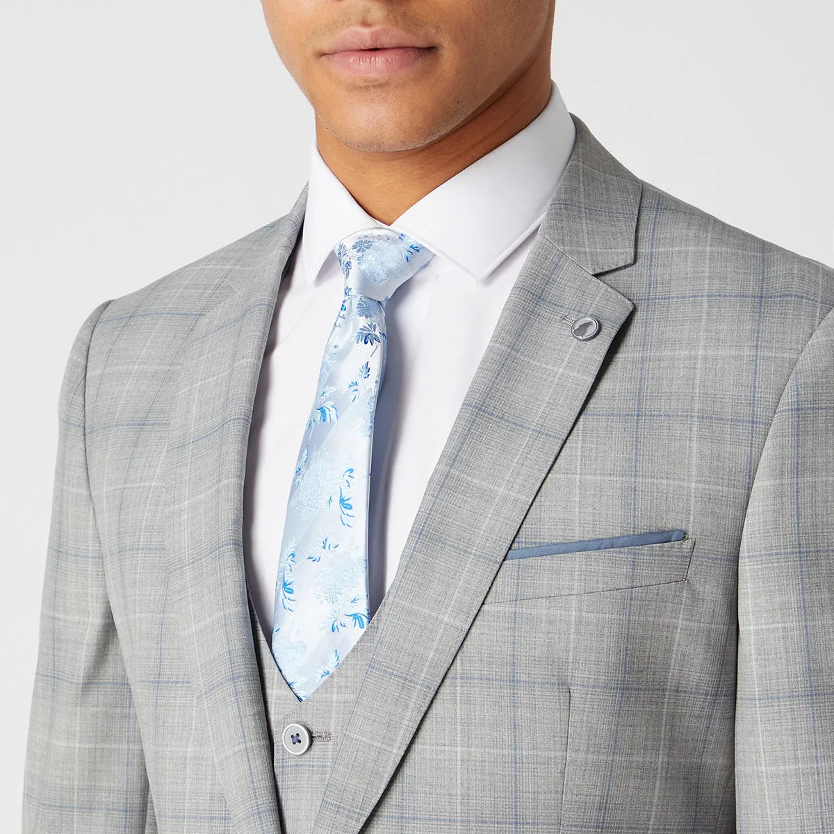 Remus - Lucian 3 Piece Check Suit in Grey/Blue