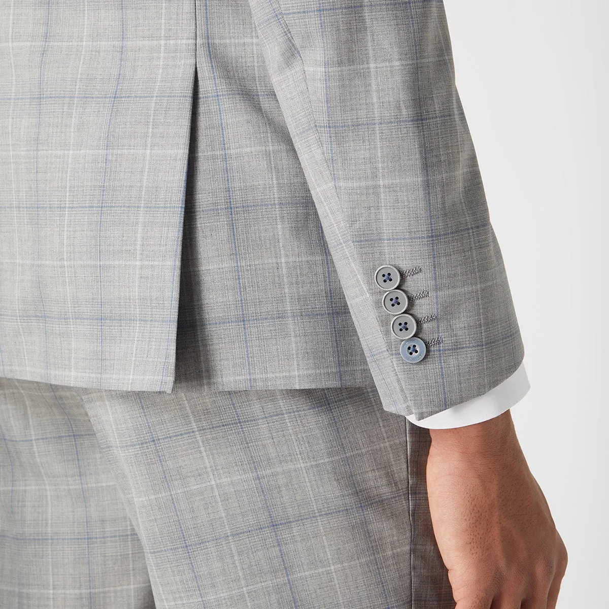 Remus - Lucian 3 Piece Check Suit in Grey/Blue