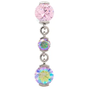 Reverse Dangle 2 Prong-Set Faceted Gem Navel Curve with Dangle #5 - custom color combos