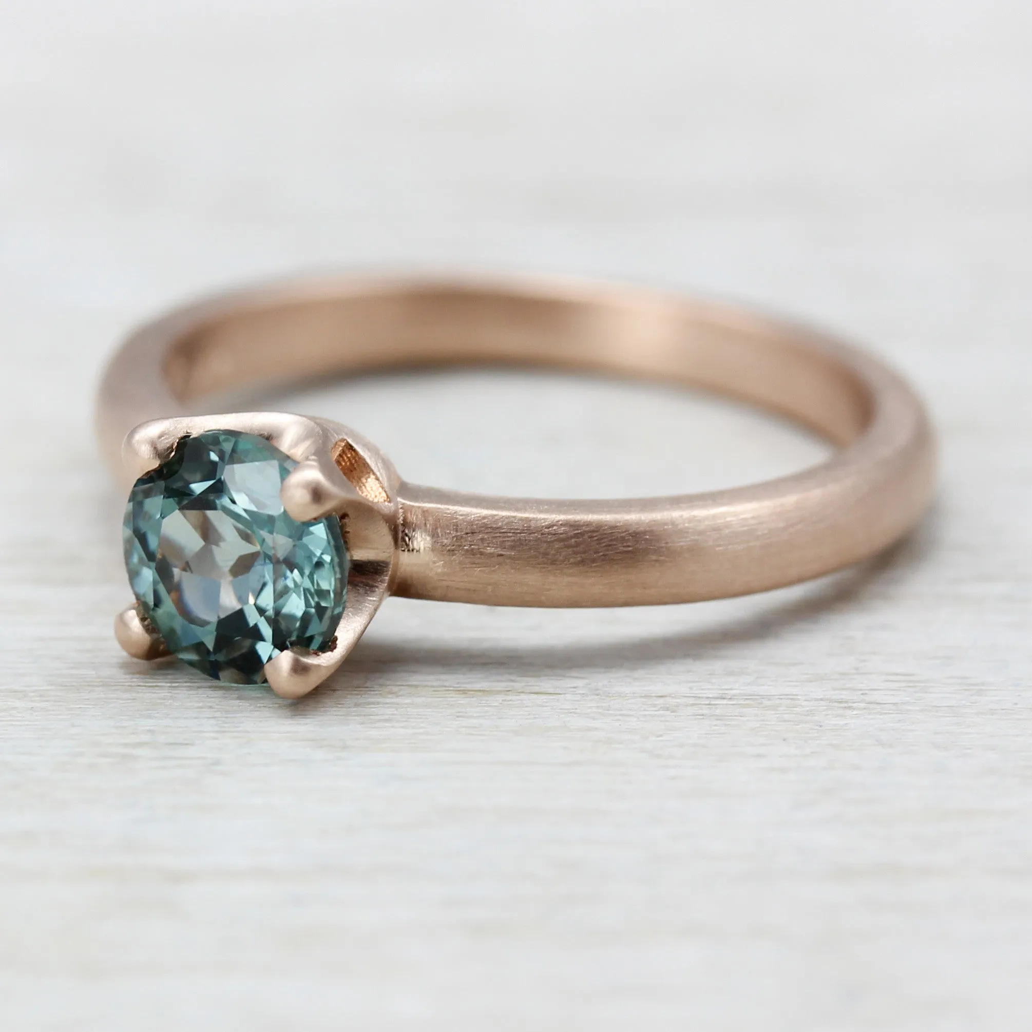 Rose Gold Crown Solitaire with Fair Trade Aqua Blue Sapphire