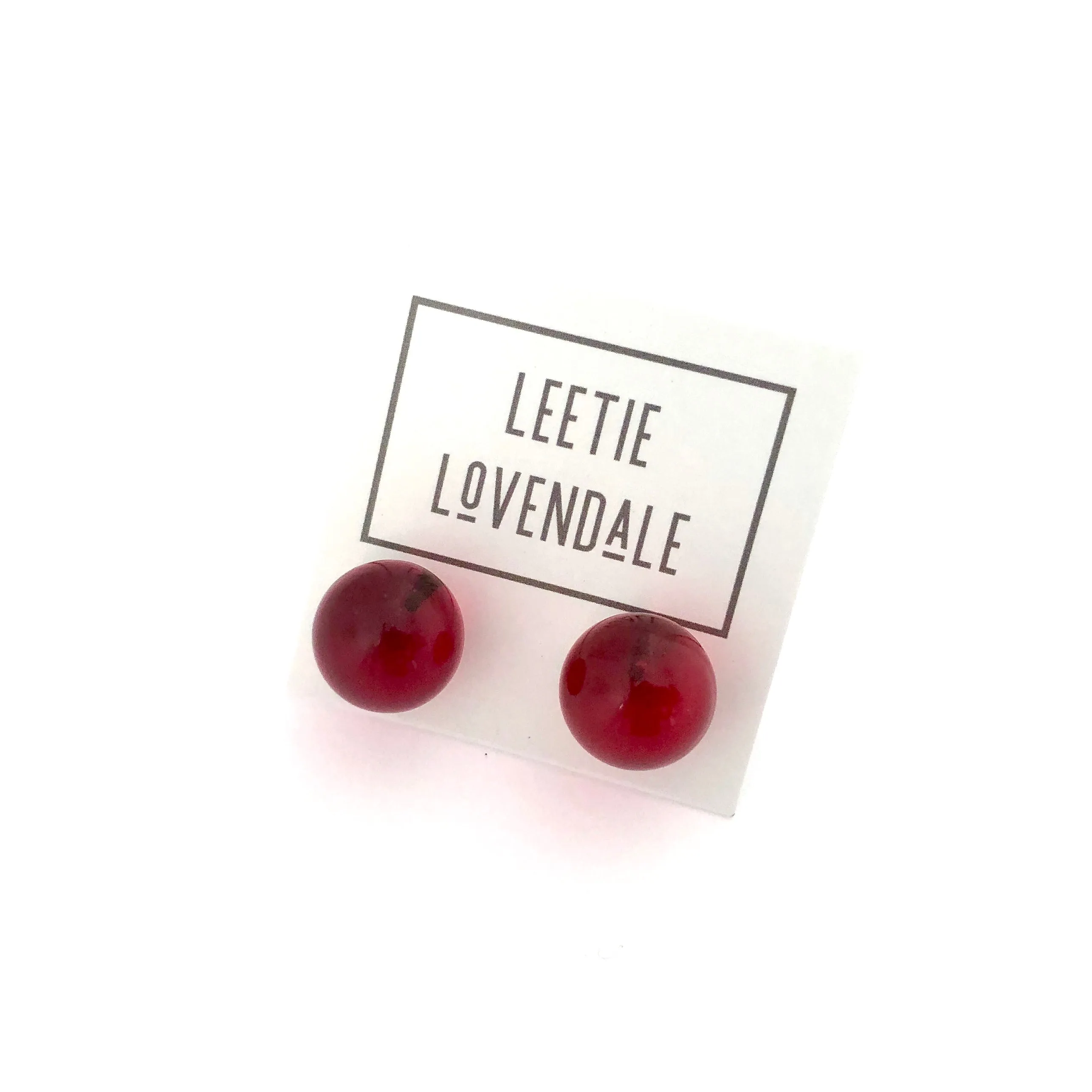 Ruby Red Transparent Jumbo Ball Stud Earrings