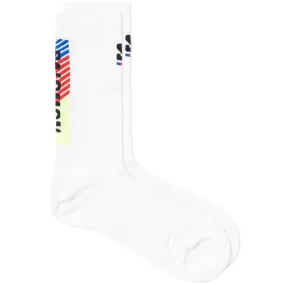 Salomon PULSE RACE FLAG CREW SOCKWhite, Fiery Red & Safety Yellow