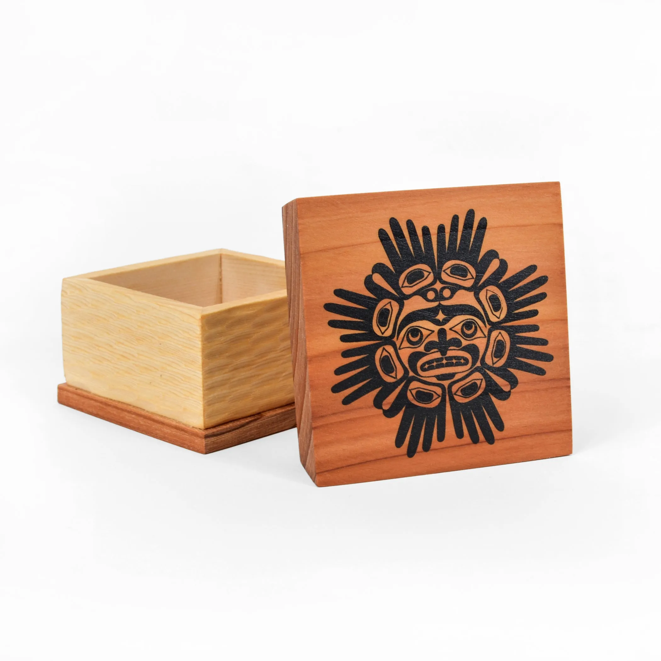 Screen Printed Red Cedar Box | Hands of Friendship by Beau Dick