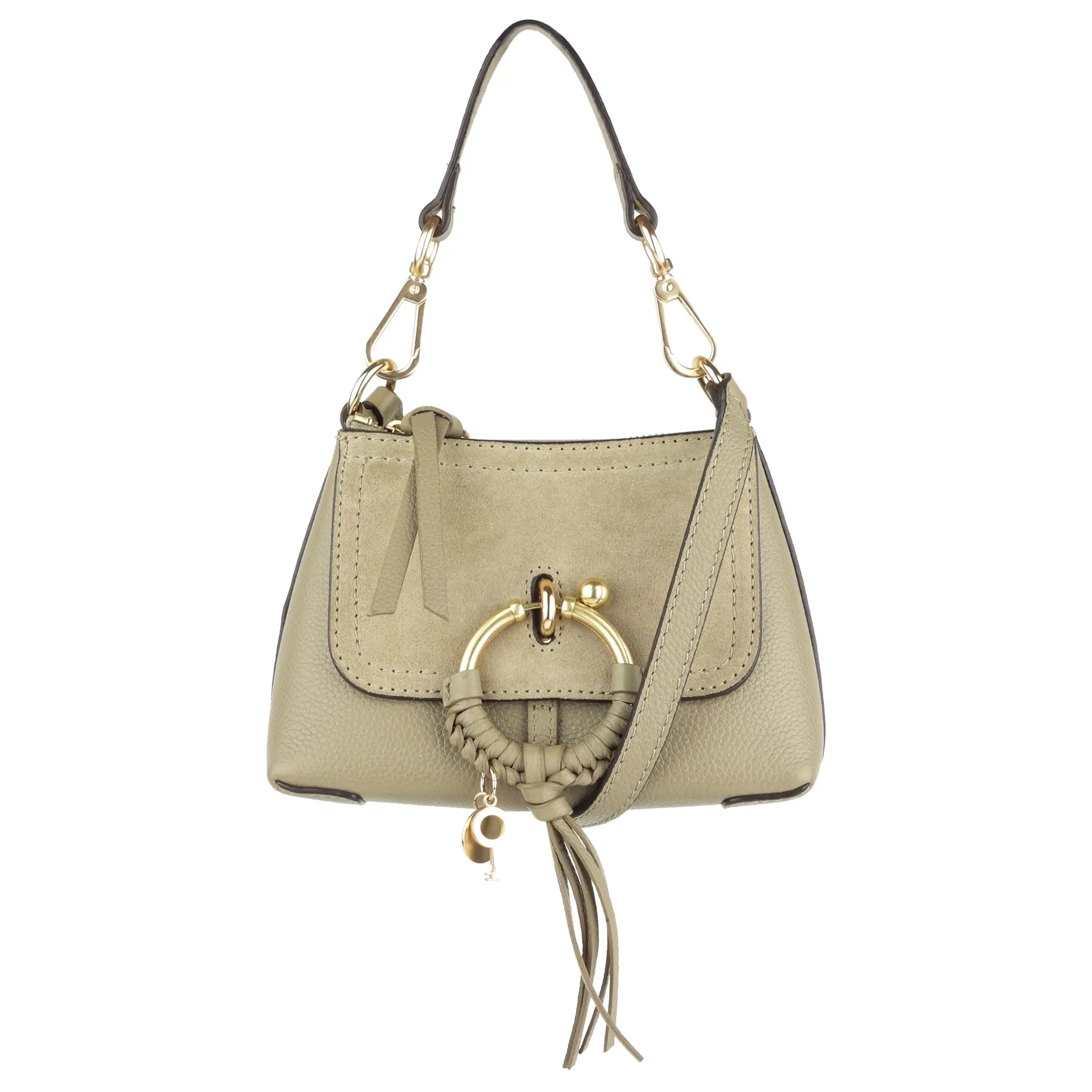 See by Chloe Khaki Grey Mixed Leather Mini Joan Two Way Shoulder Bag