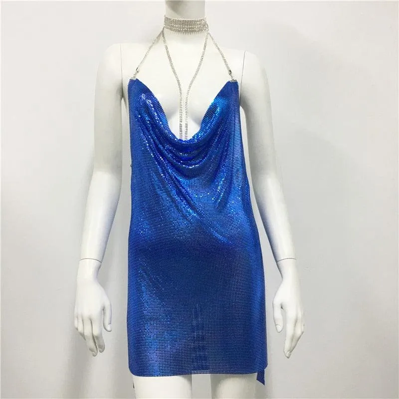 Sexy Diamond Halter Metal Party Dress