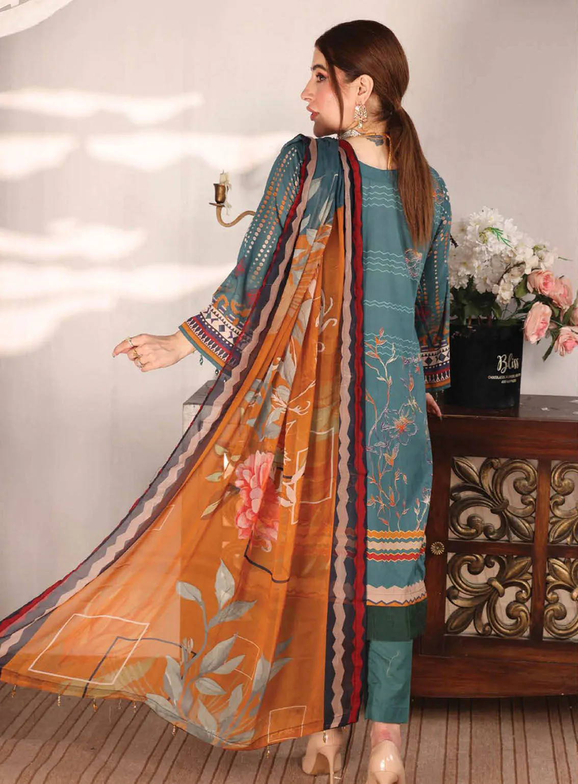 Shahkar By Schick Exclusive Embroidered Lawn 3 Piece Unstitched Suit SDH24SE D-04