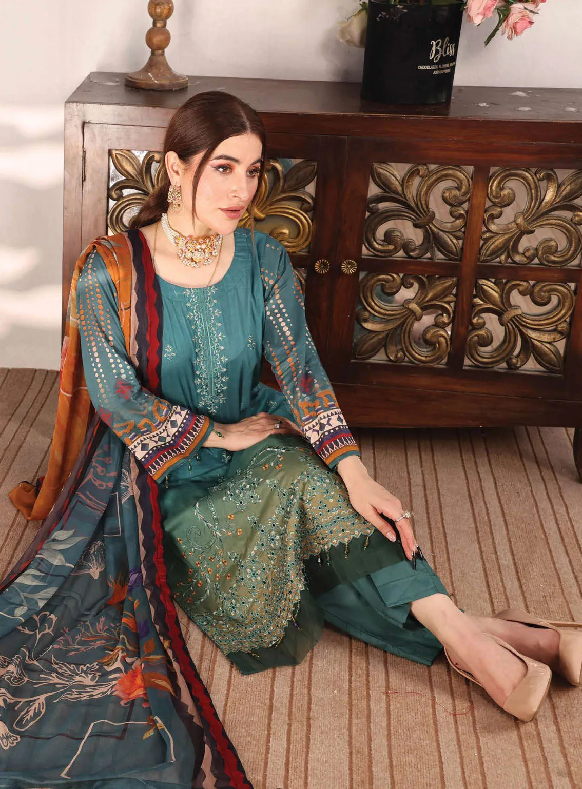 Shahkar By Schick Exclusive Embroidered Lawn 3 Piece Unstitched Suit SDH24SE D-04