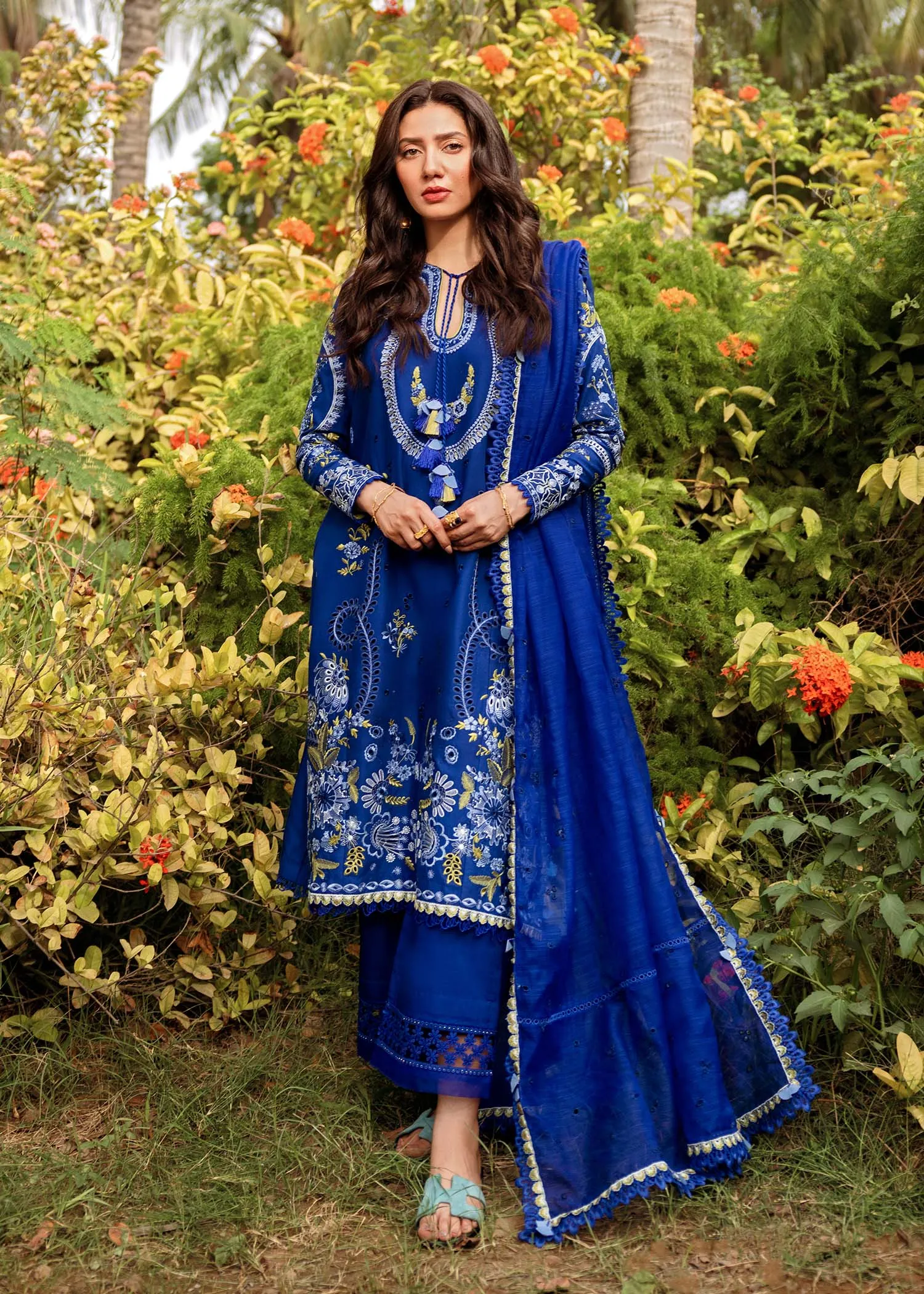 Siraa by Sadaf Fawad Khan Embroidered Lawn Unstitched 3Pc Suit - DALIA (A)