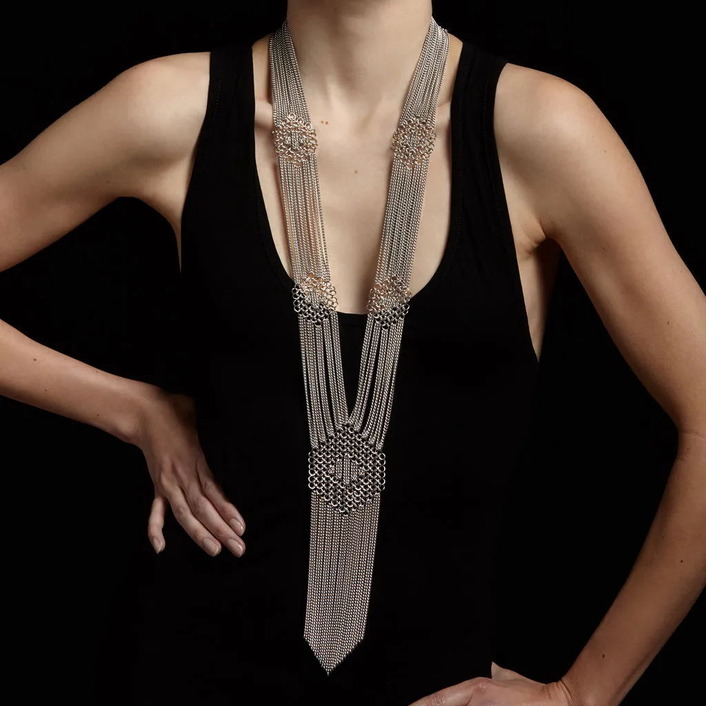 SLINKY Long Hexagon Fringe Necklace