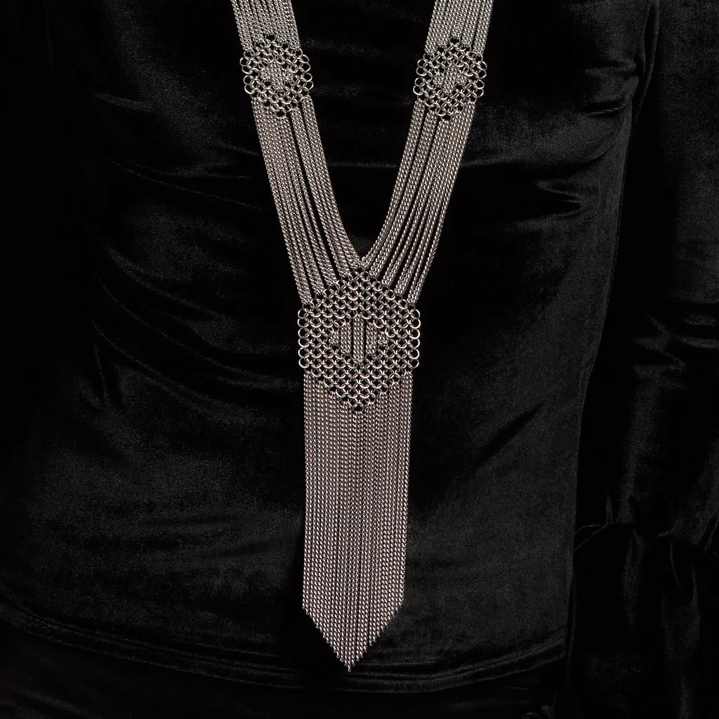 SLINKY Long Hexagon Fringe Necklace