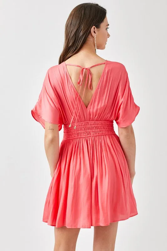 SMOCKED WAIST WITH TASSEL STRAP DRESS