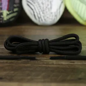 Solid Rope Black Shoelaces with Black Aglets | 120cm Capswag