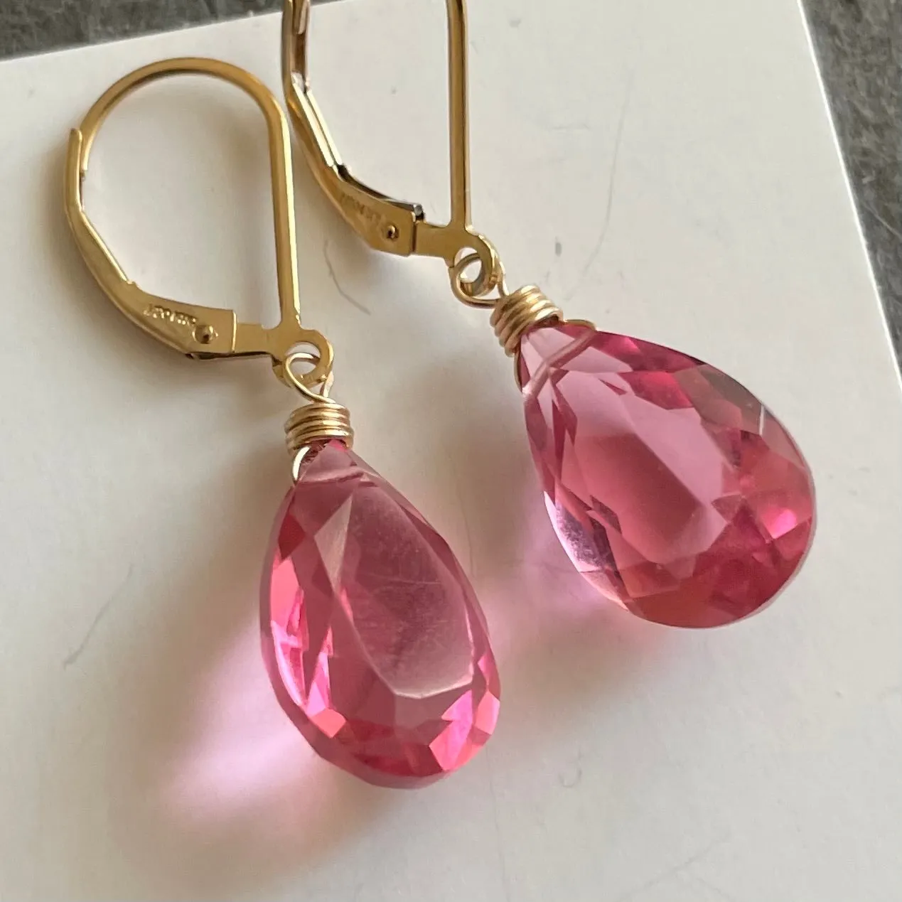 Sparkling Tourmaline Pink Dangle Earrings