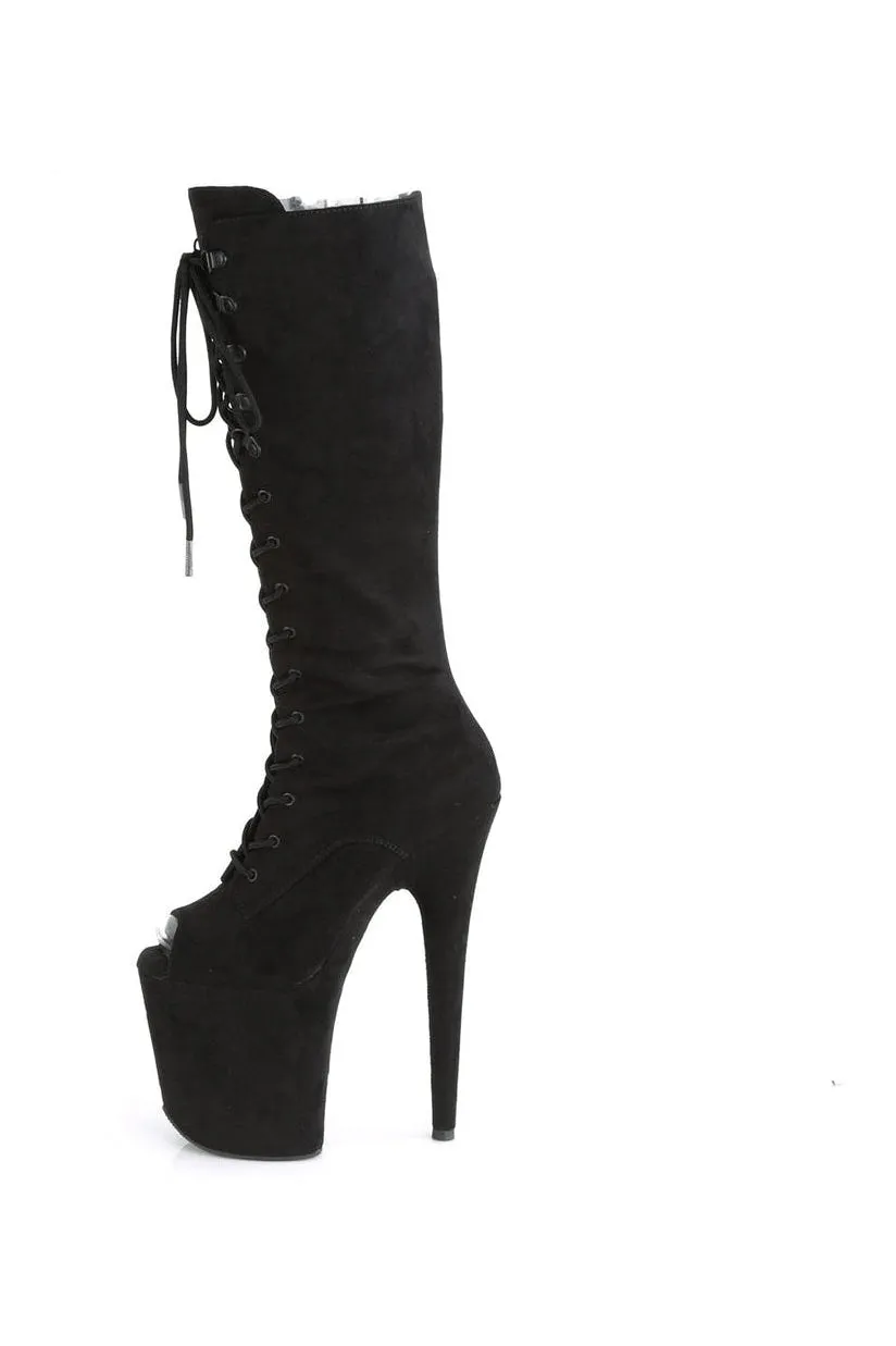 SS-FLAMINGO-2051FS Exotic Boot | Black Faux Suede