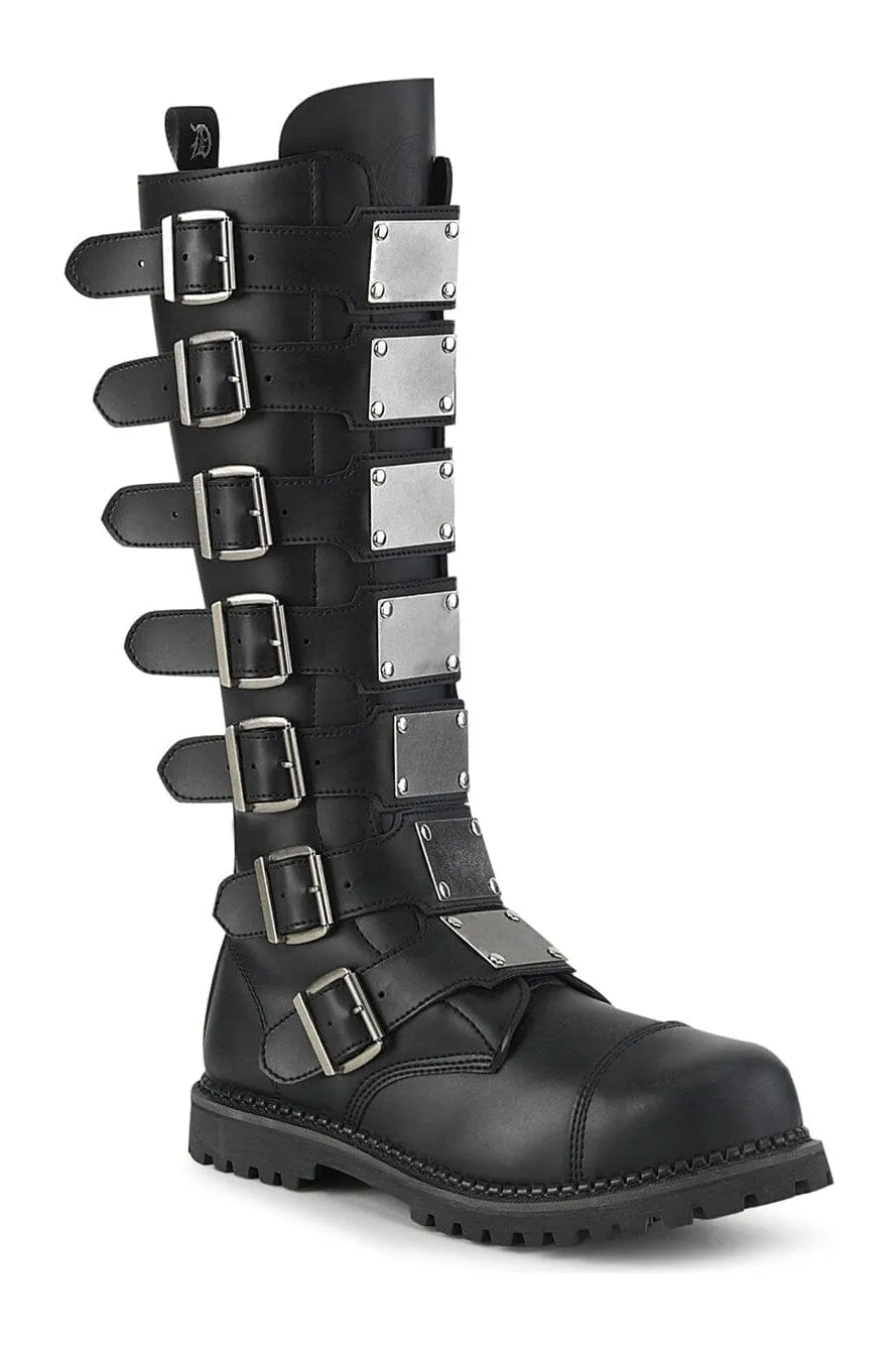 SS-RIOT-21MP Black Vegan Leather Knee Boot