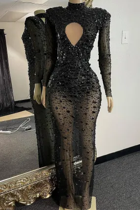 Star Rhinestone Black Dress