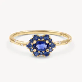 Starry Sakura Blue Sapphire Ring