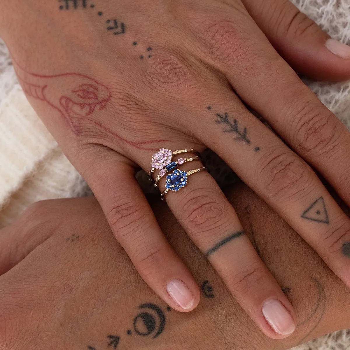 Starry Sakura Blue Sapphire Ring