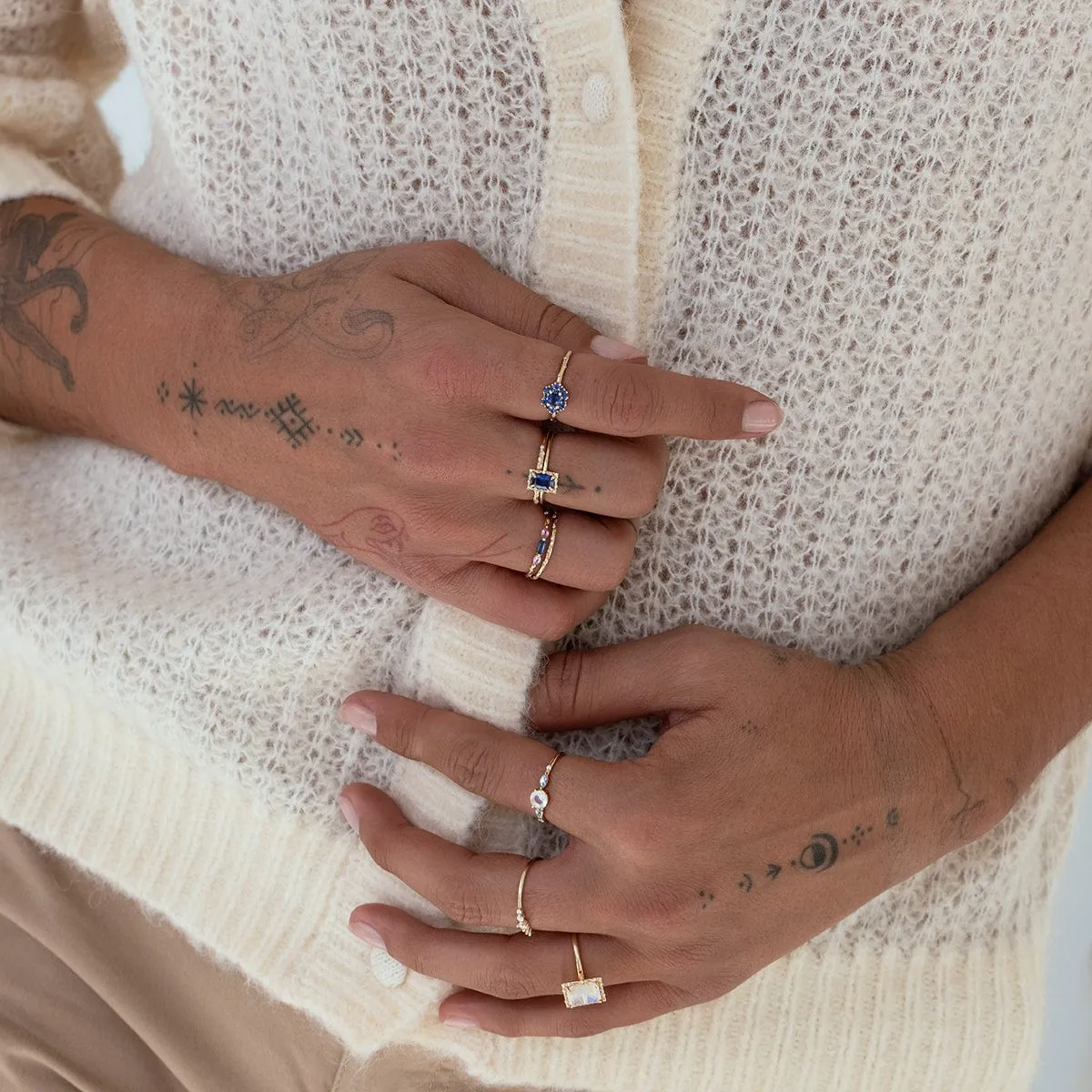 Starry Sakura Blue Sapphire Ring