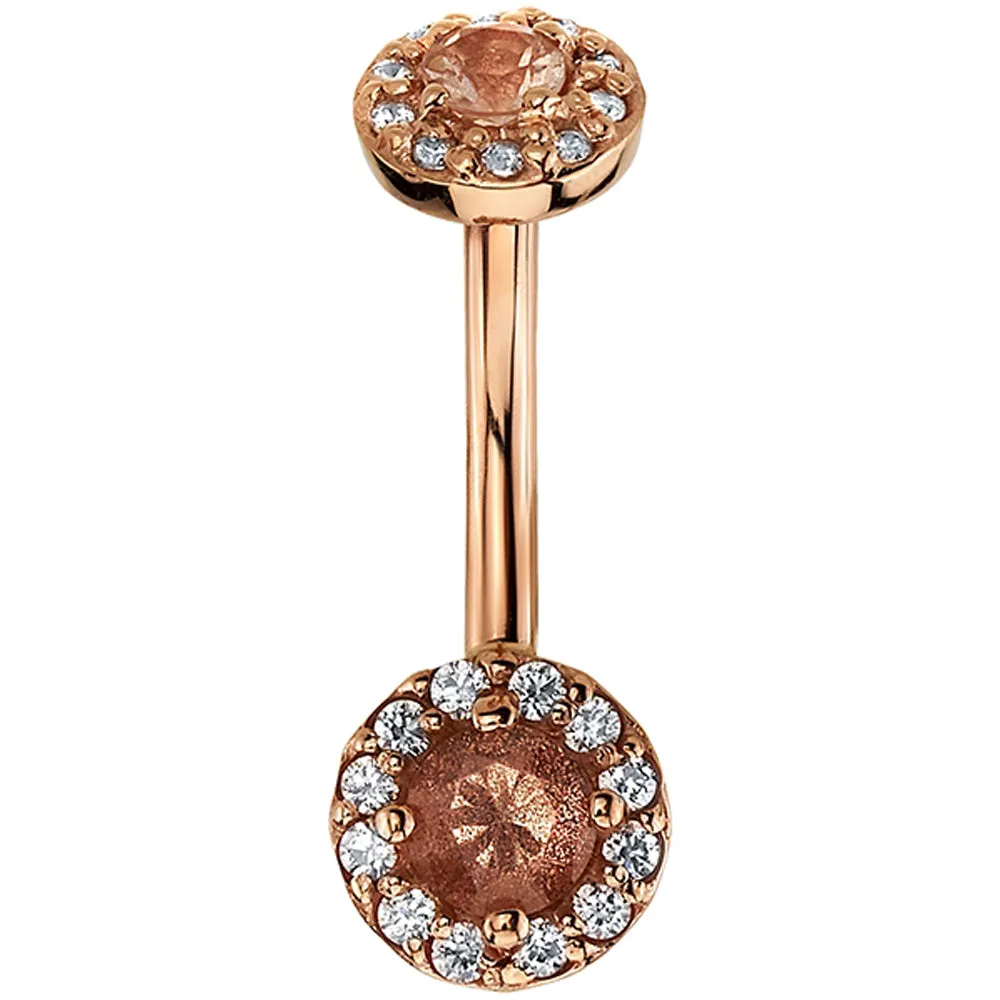 Stravinsky Navel Curve in Gold with Oregon Sunstone & White CZ's