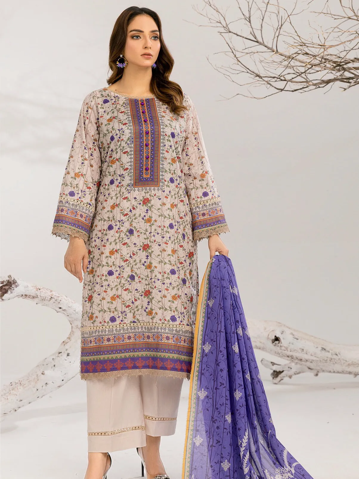 Sundas By Al Kareem Premium Printed Lawn Unstitched 3Pc Suit D-09