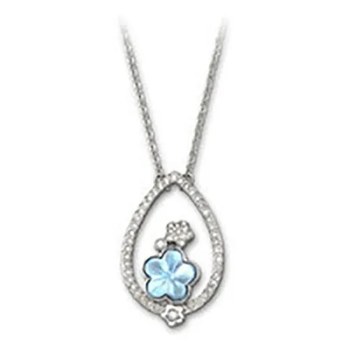 Swarovski Crystal Rollercoaster Flower Blue Pendant Necklace #1126677