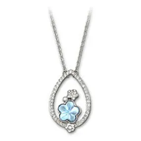 Swarovski Crystal Rollercoaster Flower Blue Pendant Necklace #1126677