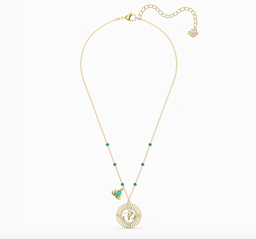 Swarovski SYMBOLIC LOTUS OM PENDANT, Green, Gold Tone - 5521451