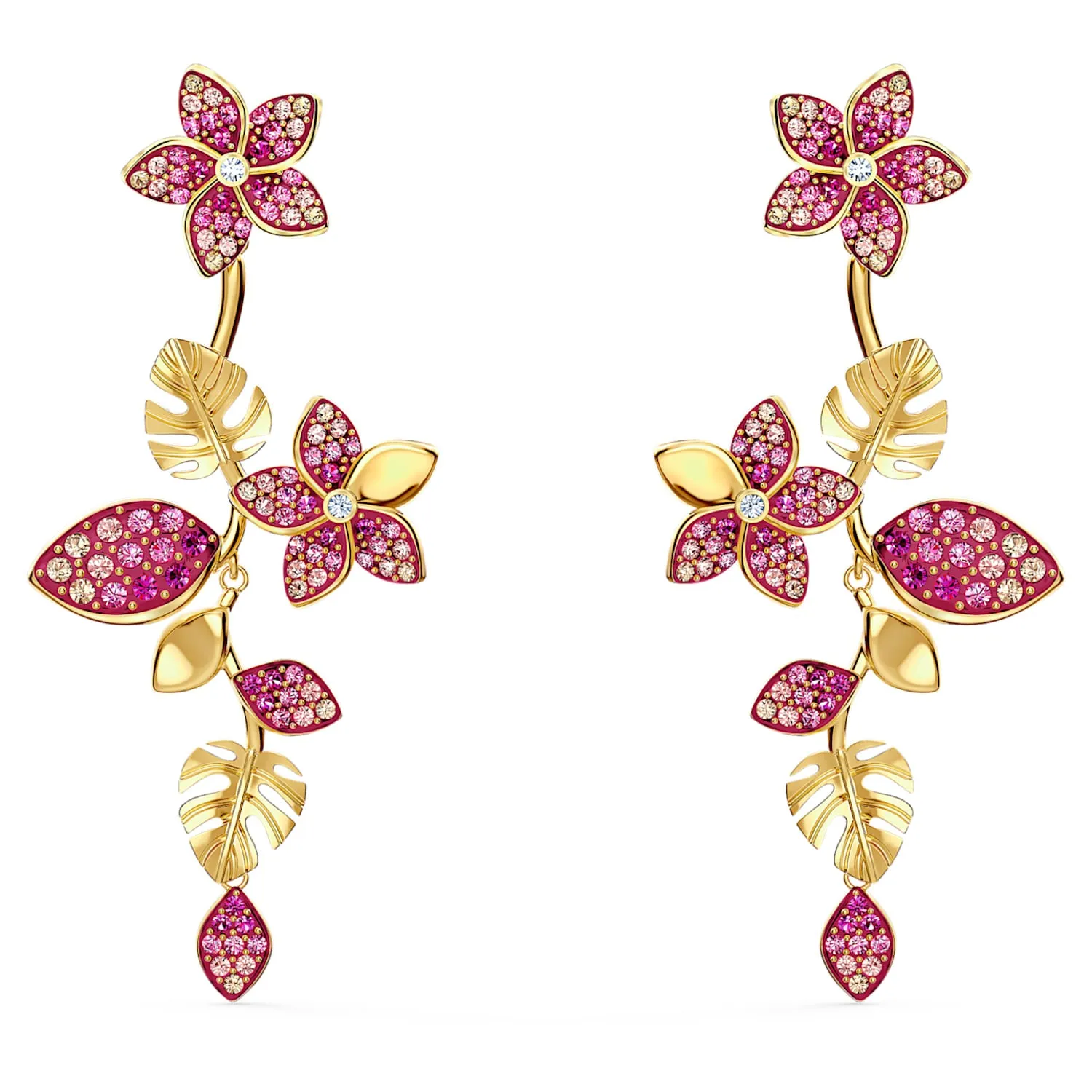 Swarovski Tropical Flower Pierced Earrings Pink, Gold-tone plated - 5520648