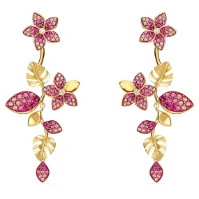 Swarovski Tropical Flower Pierced Earrings Pink, Gold-tone plated - 5520648