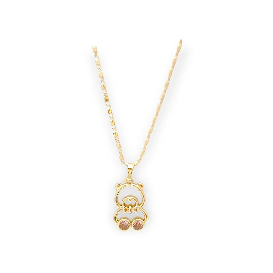 Teddy bear pink crystals set 18k of gold plated set