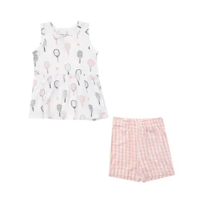 Tennis Mini Gingham Pink Peplum Set