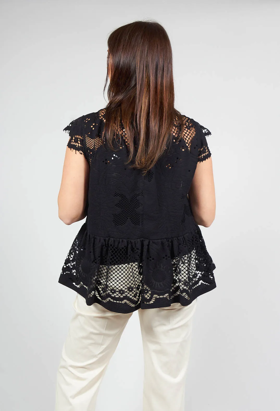 Top with Lace Detail in Black