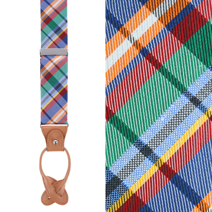 TRAFALGAR Sherwood Plaid Silk Button End Braces