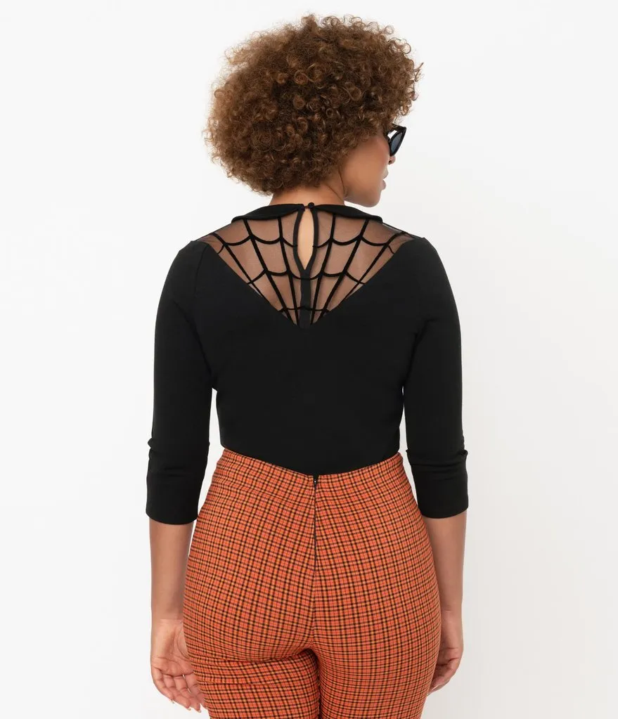 Unique Vintage Black Spiderweb Widow Top (XS ONLY)