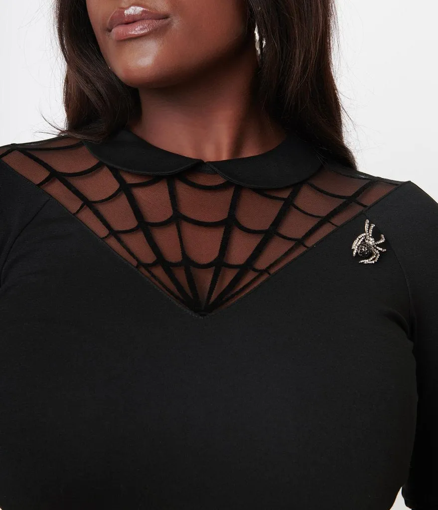 Unique Vintage Black Spiderweb Widow Top (XS ONLY)