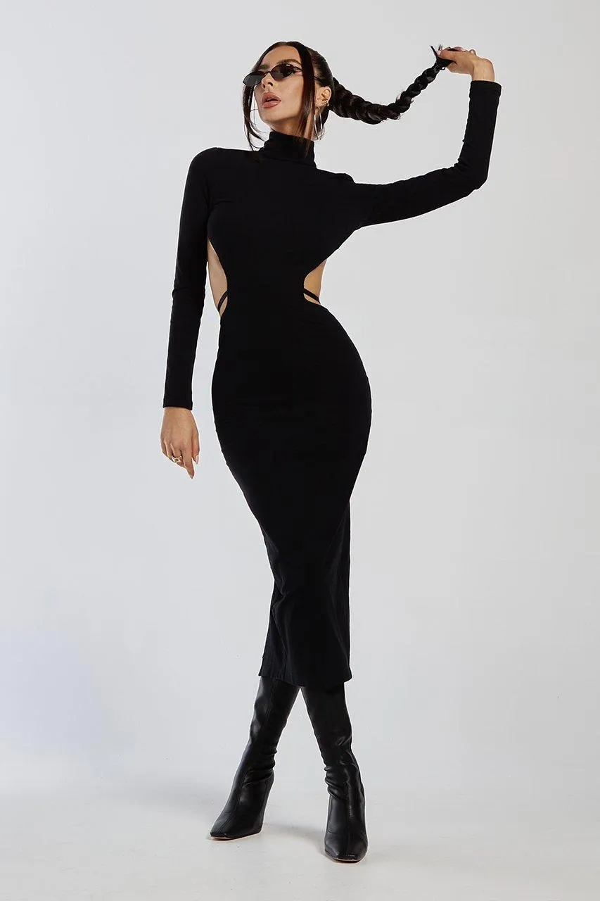 Valerie Midi Dress - Black